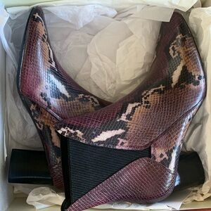 Donald Pliner Austen Snake Print Block Heel Ankle Boots Women Size 8.5M New